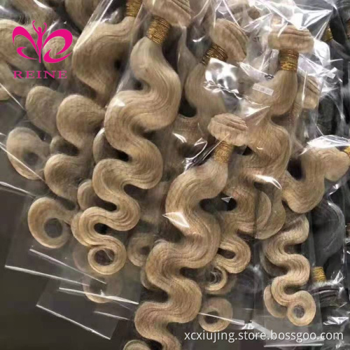 REINE 613 Blonde Human Hair Bundles With Lace Closure,Russian Virgin Blonde Hair Extension